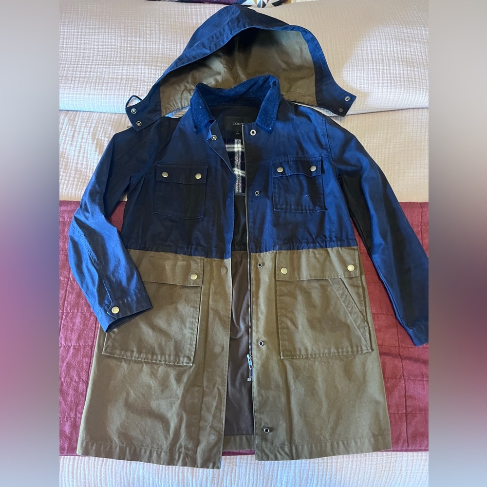 J Crew Long Barn Jacket in Waxed Twill